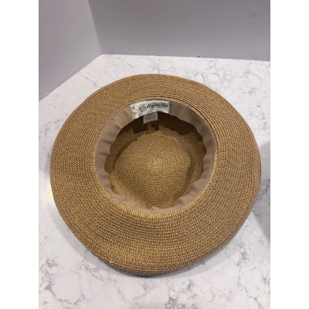 Magnolia Lane Masters Tournament Augusta Tan Straw‎ Sun Hat Wide Brim One Size